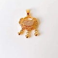 Detailed view of 18k gold Ruyi lock pendant with coin pattern and small bell charms - Safety Lock*Gold