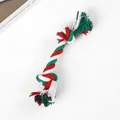Durable four-color cotton rope dog chew toy with double knots and fringe tassels for pets - 15g 17cm Christmas Colors