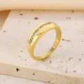 Polished 18K gold plated stainless steel ring with a single row of sparkling zircon stones - Wide Smooth Middle Stone Style (KR111585-GC)