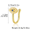 Gold plated 925 sterling silver evil eye nose cuff with blue and white zircons - Evil Eye - Gold
