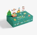 Scatola regalo di Natale verde bosco con Babbo Natale 3D e figure di alberi - 10 pezzi/Confezione / Verde