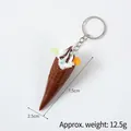 Miniature purple ice cream cone keychain with 7.5cm length and realistic resin details - Dark Coffee Cone-Orange Pearl (Keychain)
