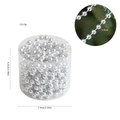 Detail view of 0.8cm silver beaded garland for Christmas with weight and size specifications - 5m/8mm Round Bead / Silver
