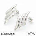 Orecchini a lobo geometrici con ali d'angelo in acciaio inossidabile argento, 23x10mm - Stile Aerodinamico a Spirale Argento (KE113139-KFC)