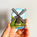 3D resin Holland windmill souvenir fridge magnet with colorful landscape and sky - (44) Holland Windmill