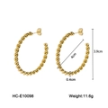 Detalle de los pendientes de aro trenzados en oro de 18K con medidas y peso exactos - Grande (HC-E10098) / Dorado