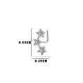L-shaped silver nose stud featuring three sparkling zircon flowers in a vertical arc design - 4# Triple Flower Style / Silver