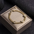 Gouden dubbele slangenketting armband met Romeinse cijfers hangers van roestvrij staal - Wit