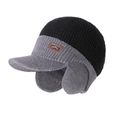 Berretto da baseball in maglia da uomo con paraorecchie in design nero e grigio - Nero