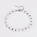 Close-up of white pearls and silver metal beads bracelet with lobster clasp detail - Silver Color Bracelet (6mm)