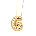 Letter G initial necklace with gold plating and colorful zircon stones on fine chain - Style G