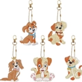 5pcs DIY 5D diamond painting keychain set featuring cartoon dog crystal designs - YS-33 Cute Dogs Series (5Pcs)