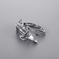 Macro shot of punk style stainless steel crocodile bracelet with vintage silver scales - Lizard Style (KB30010-D)