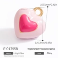 Cute pink heart-shaped alloy pendant with red enamel center and gold loop detail - Pink Heart Style (PJ91795B)