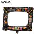 Inflatable graduation photo frame balloon with HOORAY and GRAD prints, size 60x55cm - Black Graduation Photo Frame