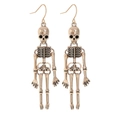 Pendientes de esqueleto dorados góticos con forma de hueso para joyería punk de Halloween - Dorado