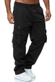 Detailed close-up of men's cargo pants showing side flap pockets and twill fabric texture - S / Bottoms / Black