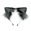Faux fur cat ears hair clips in black and grey for animal cosplay costume accessories - Gray