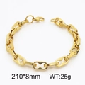 Bracciale a catena dorata in acciaio inossidabile con design minimal 210x8mm - Catena a Naso di Maiale (KB1862238-Z) / 8mm / Oro