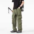 Pantaloni cargo da uomo verde militare con tasche multiple e vestibilità ampia - M / Verde Militare Scuro