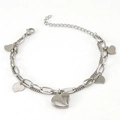 Bracelet double chaîne en acier titane argenté avec breloques cœur texturées et fermoir homard - Style Cœur (408) / Acier