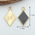 Rhombus playing card charm in black enamel and gold finish, size 2.1cm by 1.3cm - Black Diamond【1.3CM×2.1CM】