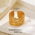 18K gold plated stainless steel multi-layer crossover open ring for women in golden finish - Multi-layer Intertwined Design (222)
