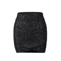 Dettaglio mini gonna nera con stampa a spruzzo bianca e vita alta elasticizzata - S / Nero