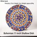 Bohemian ceramic dinner plate 27cm with colorful mandala pattern and shallow design - 11 Inch Flat Plate - No. 1 / Colorful 1