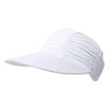 Detail of white pleated sun visor with wide brim and elastic ice-cooling fabric material - White