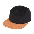Dettaglio in velluto a coste nero e camoscio marrone su cappello a tesa piatta - Regolabile / Nero