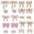 Pink enamel bow charms for jewelry making, sweet alloy bowknot pendants set - Mixed 20pcs Pink Enamel Bowknot Set