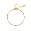 Pulsera de cadena de olas retorcidas minimalista de acero inoxidable chapado en oro 18K - Pulsera / 2mm de Ancho 15+5cm