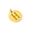 Gold stainless steel round hollow pendant featuring a minimalist letter H charm - Letter H (H-Pendant)