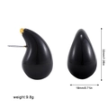 Water-drop enamel earrings in black with gold accents and size measurements - Gold Black (22539_3)