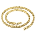 Collana a catena a fune intrecciata dorata in acciaio inossidabile con chiusura sicura - 6mm di spessore / 50cm di lunghezza / Oro