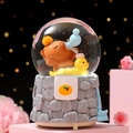 Cartoon bear and yellow duck crystal music box with resin stone texture base - K016-Stone/Yellow Duck