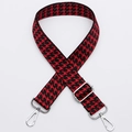 Adjustable red and black houndstooth wide shoulder strap with silver metal hardware - No. 335 Silver Hook