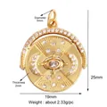 Rotating gold Evil Eye pendant with white zircons and crescent moon lucky charm - Rotating Round Evil Eye / Burgundy