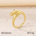 Anillo abierto minimalista de acero inoxidable chapado en oro de 18k con 10mm de ancho - US 7 / Ancho 10mm / Dorado (KR111117-MZOZ)