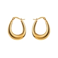 Elegante goldene gerippte Twist-Ohrringe aus Edelstahl mit kühnem ovalem Design - Gerippter Ovaler Stil