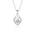 Collana a corona di cuore in argento S925 con una pietra di zirconia mobile - Argento 925 / Moissanite Bianca Oro Bianco (FDTD-034)