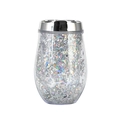 10oz double-walled egg cup with silver holographic sequins and dome lid - Style F (Holographic Sequins)