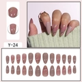 Almond press-on nails in dusty rose with golden floral art patterns, 24 piece set - Rose Bean Paste Gold Floral Streamer Art Style (Y-24) / Glue Type