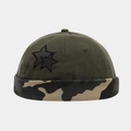 Army green docker hat with camouflage brim and black star embroidery in street style - Adjustable / Army Green Camouflage Star