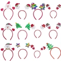 Collection of 12 festive Christmas headbands featuring Santa, reindeer antlers and trees - 12PCS Headband Set C