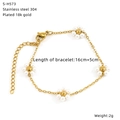 Detail of 18k gold plated stainless steel floral bracelet with pearl daisy charms - Gold Flower Pearl Style (S-H573)