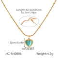 Detail view of blue cat eye heart pendant necklace with dimensions and weight info - Heart Shape (HC-N40806) / Blue