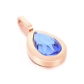 Rose gold water drop necklace featuring a large faceted blue crystal stone pendant - Rose Gold Royal Blue Water Drop (KP100780-K)