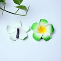 Plumeria hair clips in gradient yellow-white and green-white with black duckbill clips - Green Flower Head + Clip [4cm]